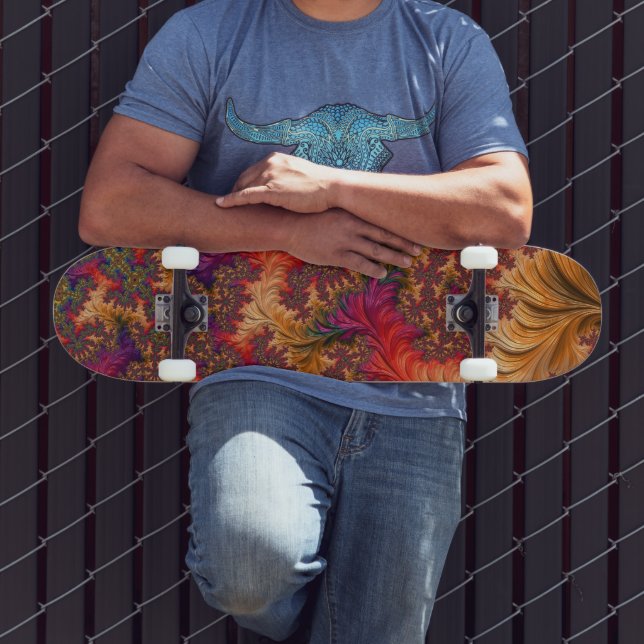 Trippy Bright Dazzling Branching Abstract Fractal Skateboard (Outdoor 3)