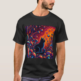 Trippy Cat Abstract Psychedelic Art T-Shirt