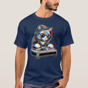 Trippy Cat Dj Rave Festival Optical Illusion EDM P T-Shirt