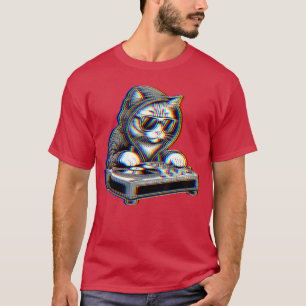 Trippy Cat Dj Rave Festival Optical Illusion EDM P T-Shirt