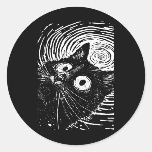 Trippy Cat Pastel Goth Gothic Grunge Alt Punk Weir Classic Round Sticker