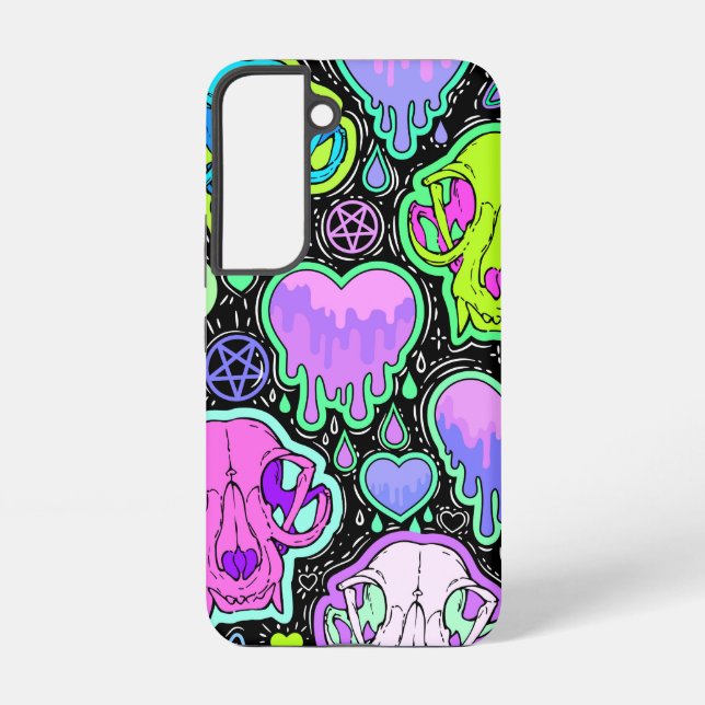 Trippy Cat Skulls Samsung Galaxy S22 Case (Back)