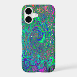 Trippy Chartreuse and Blue Retro Liquid Swirl