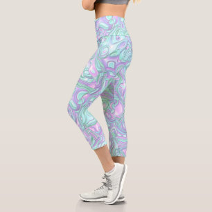 Trippy Colourful 3D Swirls Capri Leggings