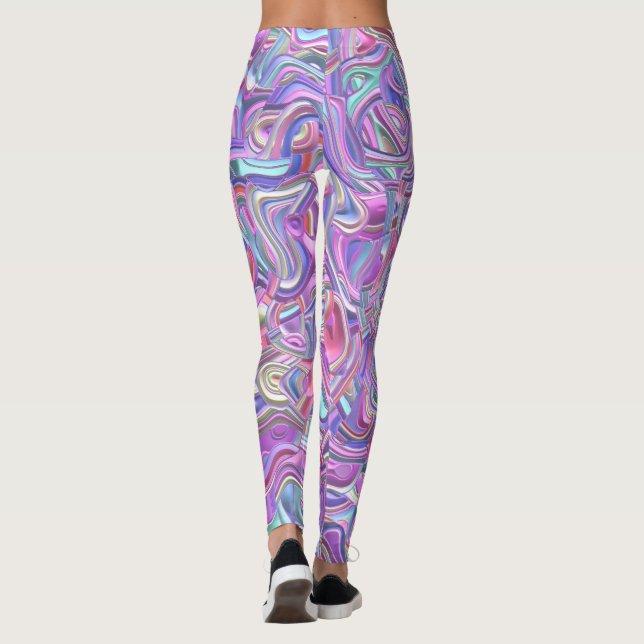 Trippy Colourful 3D Swirls Leggings (Back)