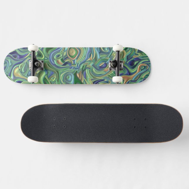 Trippy Colourful 3D Swirls   Skateboard (Horz)
