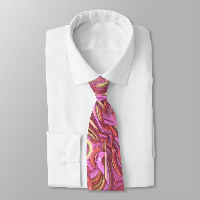 Trippy Colourful 3D Swirls   Tie (Tied)