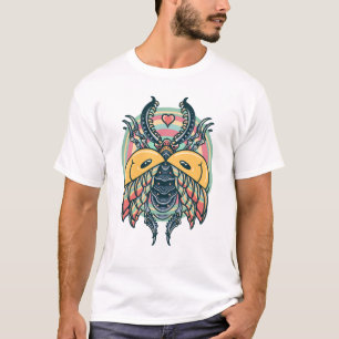 Trippy colourful beetle old style tattoo design T-Shirt