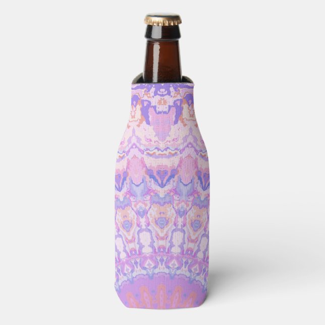 Trippy Colourful Intricate Boho Hippie Mandala Bottle Cooler (Bottle Front)