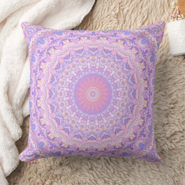 Trippy Colourful Intricate Boho Hippie Mandala Cushion (Blanket)