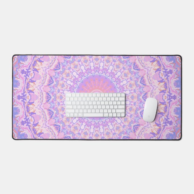 Trippy Colourful Intricate Boho Hippie Mandala Desk Mat (Keyboard & Mouse)