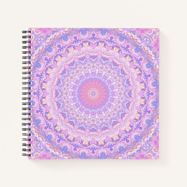 Trippy Colourful Intricate Boho Hippie Mandala Notebook (Front)
