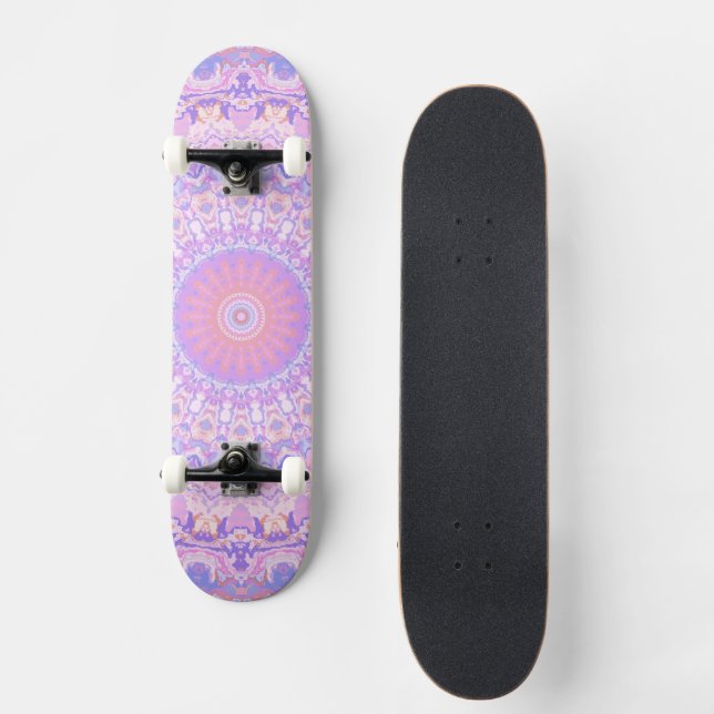 Trippy Colourful Intricate Boho Hippie Mandala Skateboard (Front)