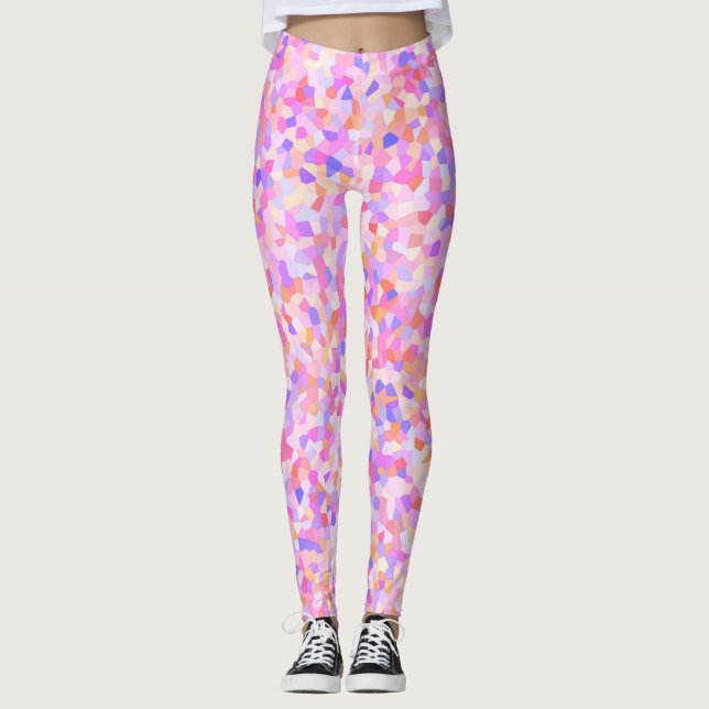 Trippy Colourful Maximalist Boho Sprinkle Mosaic Leggings (Front)