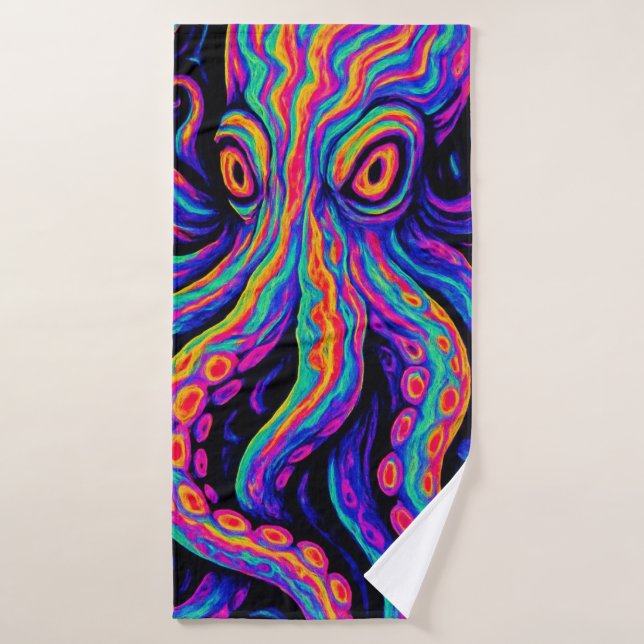Trippy Colourful Octopus  Bath Towel (Bath Towel)