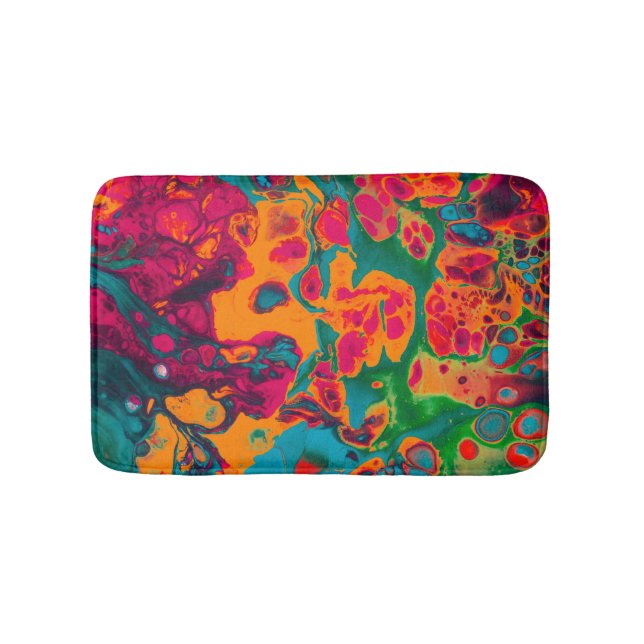 Trippy Colourful Psychedelic Pattern Bath Mat (Front)