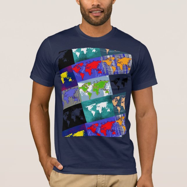 trippy colourful world maps T-Shirt (Front)