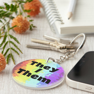 Trippy Customisable Pronoun Neurogender Pride Flag Key Ring