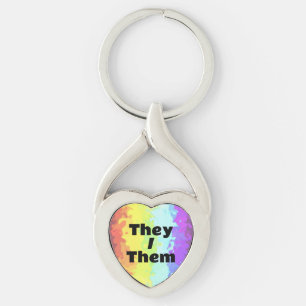 Trippy Customisable Pronoun Neurogender Pride Flag Key Ring