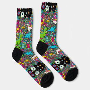 trippy dino socks