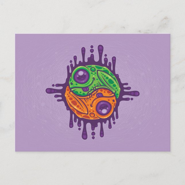 Trippy Drippy Frog Yin Yang Postcard (Front)