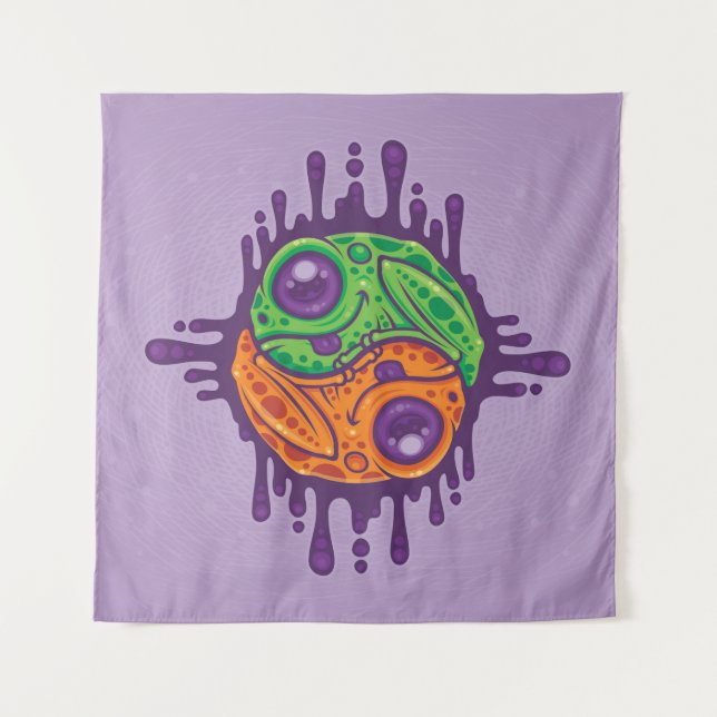 Trippy Drippy Frog Yin Yang Tapestry (Front)