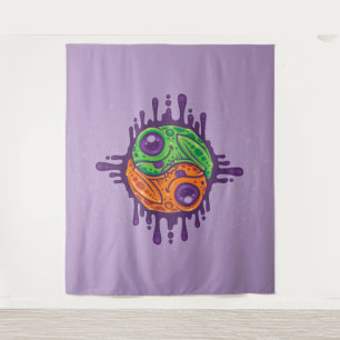 Trippy Drippy Frog Yin Yang Tapestry