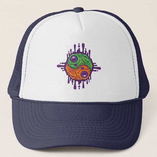 Trippy Drippy Frog Yin Yang Trucker Hat (Front)