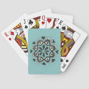 Trippy Eyes with Hearts Boho Gothic Weirdcore Art Playing Cards