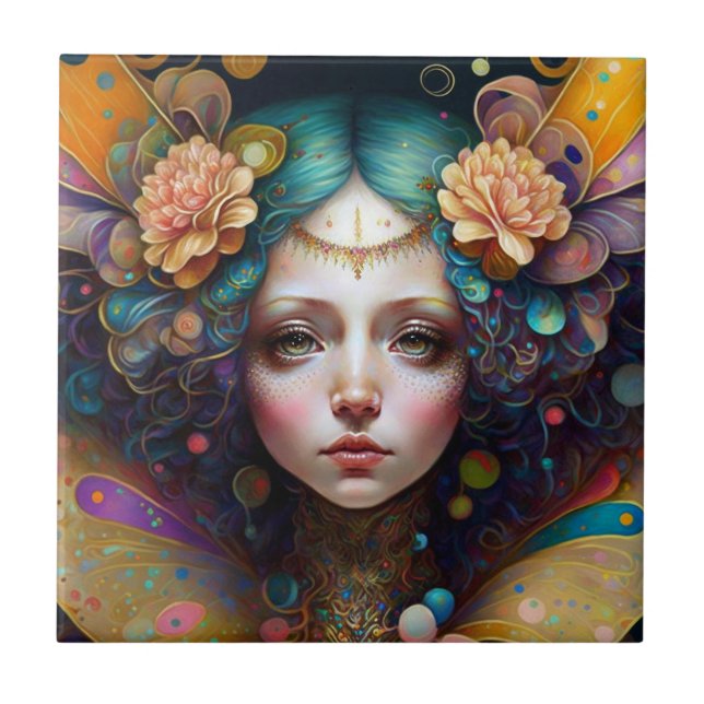 Trippy Fairy Fantasy Art Tile (Front)