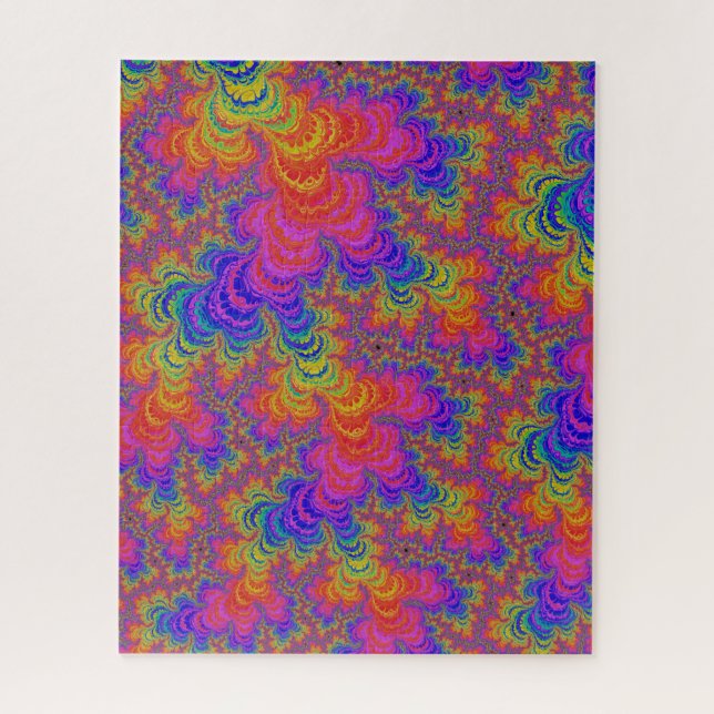 Trippy Funky Bold Vibrant Rainbow Abstract Fractal Jigsaw Puzzle (Vertical)
