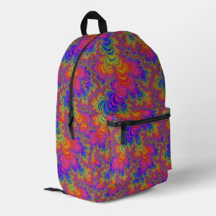 Trippy Funky Bold Vibrant Rainbow Abstract Fractal Printed Backpack