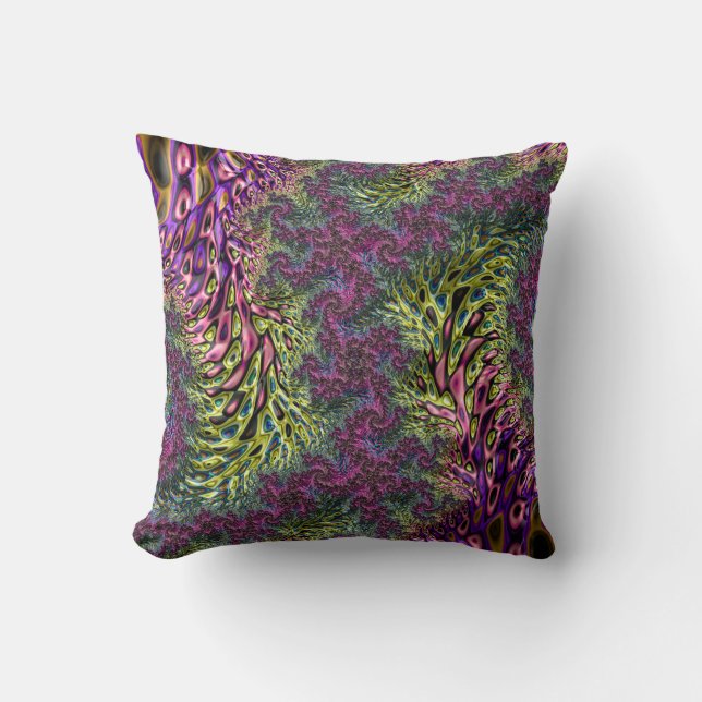 Trippy Funky Groovy Digital Abstract Fractal Art Cushion (Front)