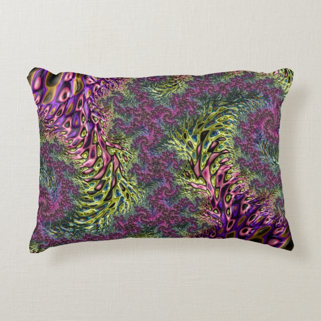 Trippy Funky Groovy Digital Abstract Fractal Art Decorative Cushion (Front)