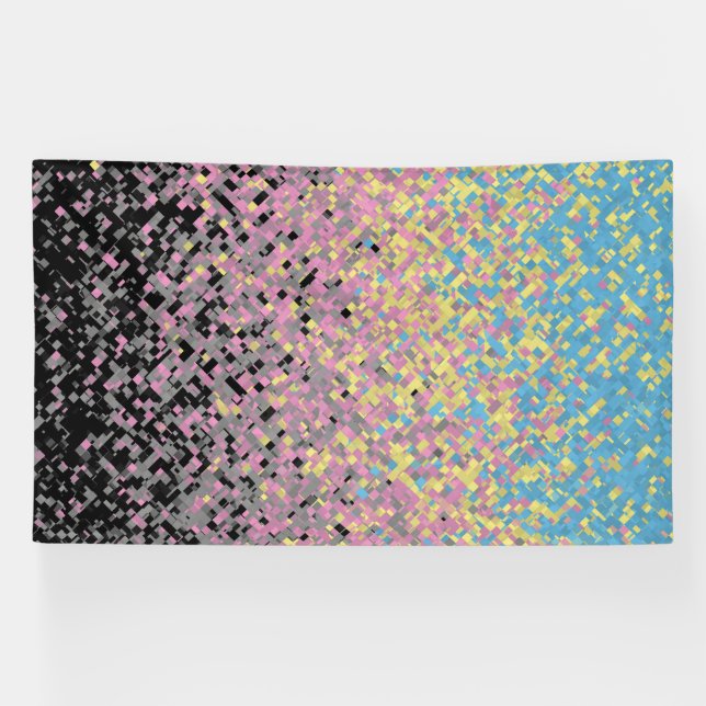 Trippy Funky Pixelated Polygender Pride Flag Banner (Horizontal)