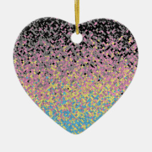 Trippy Funky Pixelated Polygender Pride Flag Ceramic Tree Decoration