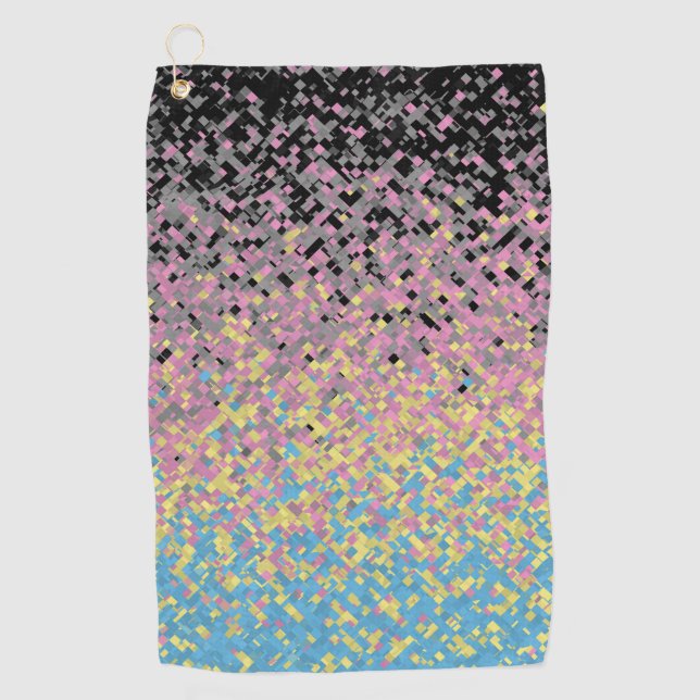 Trippy Funky Pixelated Polygender Pride Flag Golf Towel (Front)