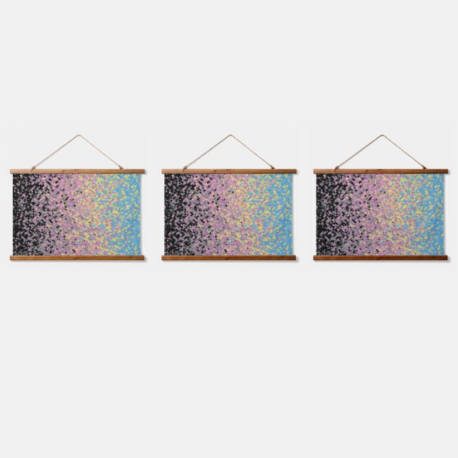 Trippy Funky Pixelated Polygender Pride Flag Hanging Tapestry (Triple)