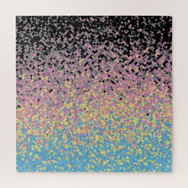 Trippy Funky Pixelated Polygender Pride Flag Jigsaw Puzzle (Vertical)