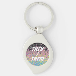 Trippy Funky Pixelated Polygender Pride Flag Key Ring