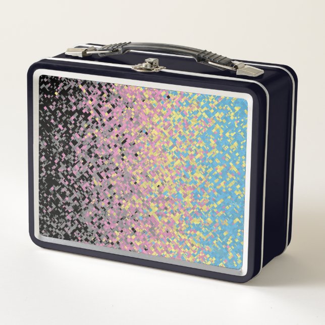 Trippy Funky Pixelated Polygender Pride Flag Metal Lunch Box (Front)