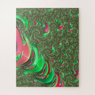 Trippy Funky Psychedelic Groovy Spiral Fractal Art Jigsaw Puzzle