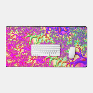 Trippy Funky Vibrant Neon Groovy Acid Trip Fractal Desk Mat