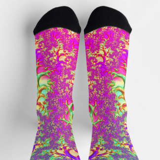 Trippy Funky Vibrant Neon Groovy Acid Trip Fractal Socks