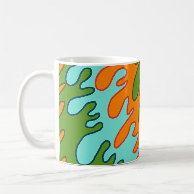 Trippy Green Orange Liquid Drip Stripe Y2K Pattern Coffee Mug (Left)