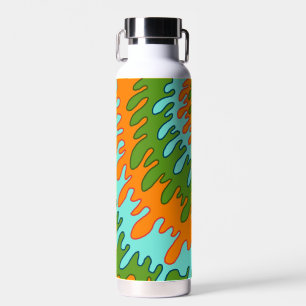 Trippy Green Orange Liquid Drip Stripe Y2K Pattern Water Bottle