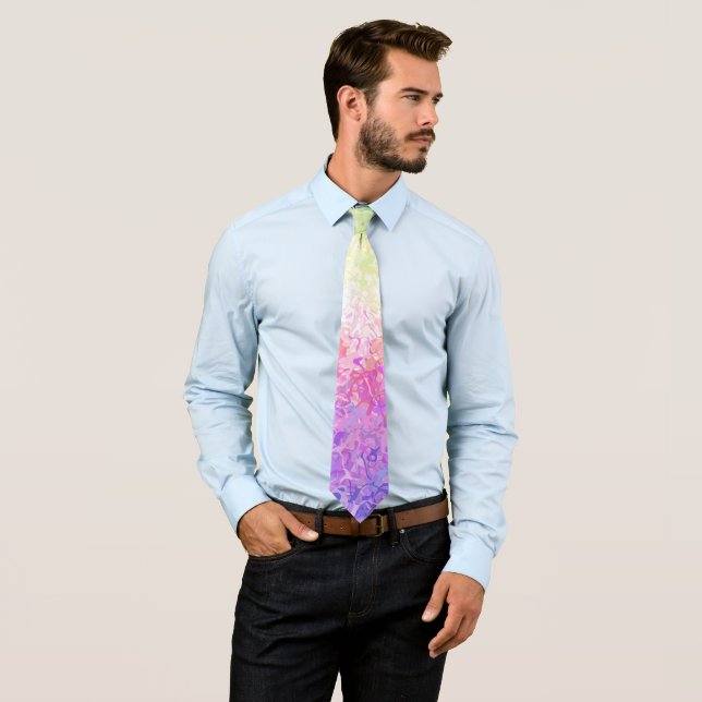 Trippy Groovy Boho Abstract Genderdoe Pride Flag Tie (In Situ)