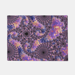 Trippy Groovy Boho Colorful Jewel Tone Fractal Art Doormat