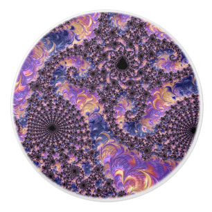 Trippy Groovy Boho Colourful Jewel Tone Fractal Ar Ceramic Knob