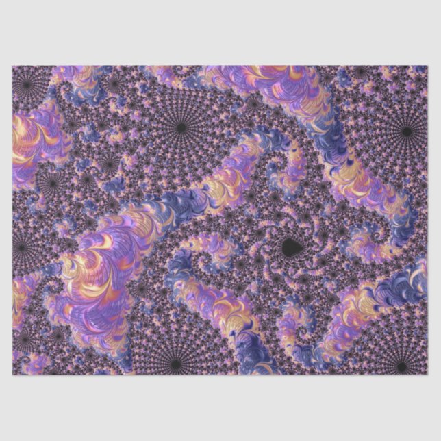 Trippy Groovy Boho Colourful Jewel Tone Fractal Ar Tissue Paper (Front)